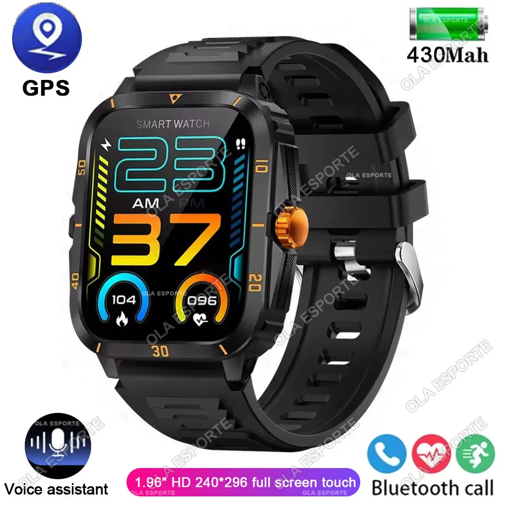 Ola Esporte 1.96" Military Smartwatch – GPS & Bluetooth Calls