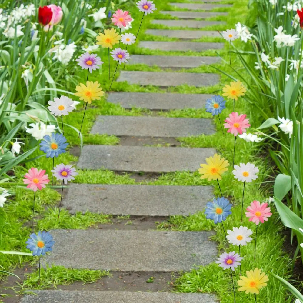 10pcs Metal Decorative Garden Stakes Colorful Art Flower Ground Stake Creative Garden Floor Plugs Potted Plants Oasis Select