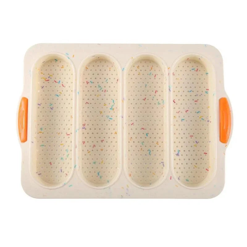4-Grid Silicone Baguette Baking Tray – Non-Stick Bread Pan Silicone Baking Mold Oasis Select Beige