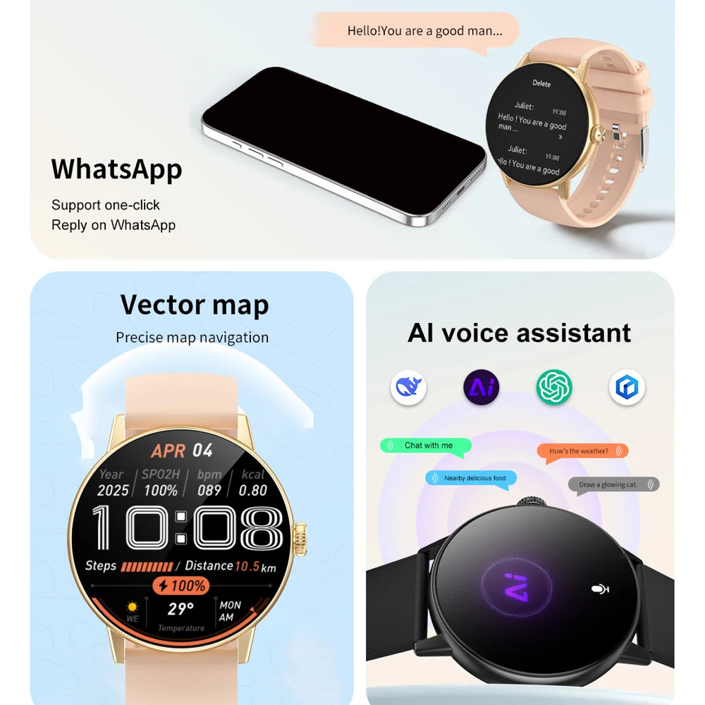 4GB Memory Bracelet Women Smart Watch Lady Smartwatch App Download Sport Waterproof Watches Map Voice Assistant Music Heart Rate Oasis Select