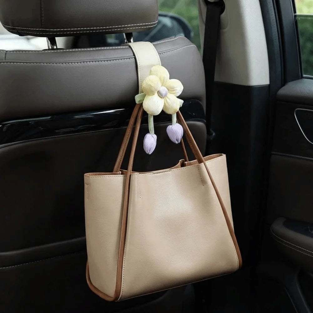 Tulip Flower Car Back Seat Hook | Decorative Leather Hanger