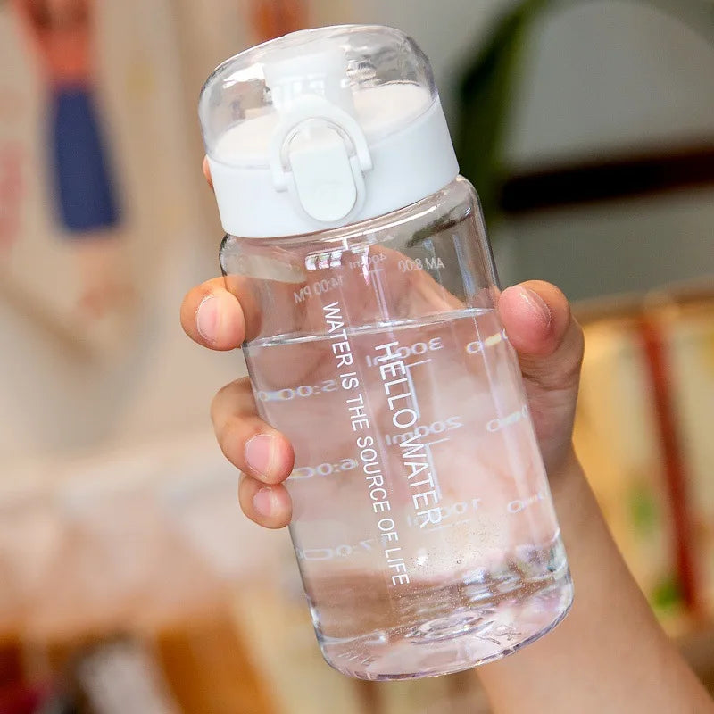 550ml Sports Water Bottle, Large-Capacity Transparent Scale Cup with Straight Drinking Bouncing Lid Outdoor Portable Kettle Oasis Select White 550ml