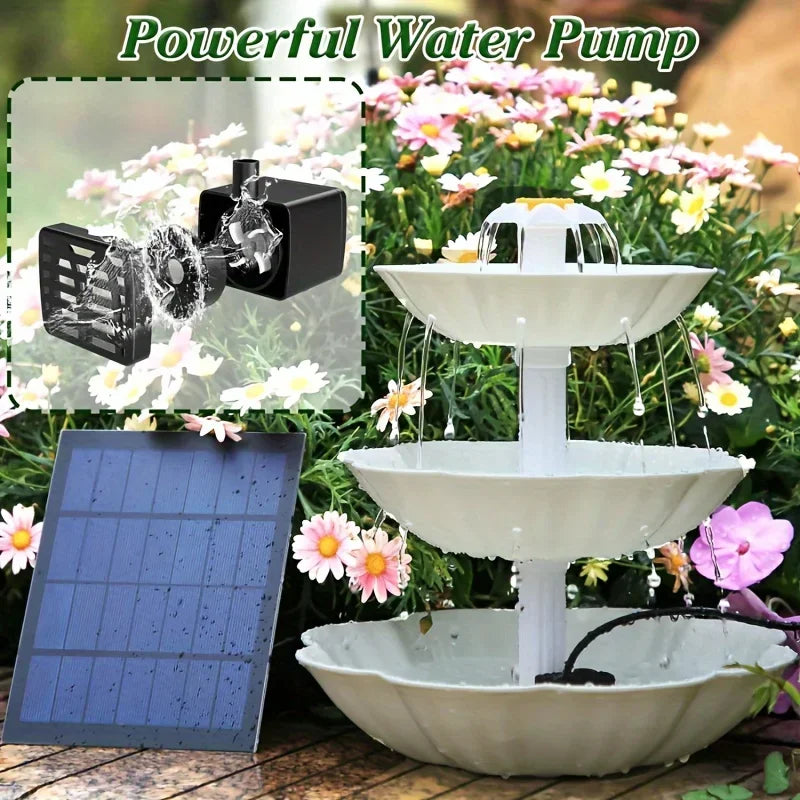 Solar Bird Bath Water Fountain Detachable DIY Water Landscaping Fountain For Bird Bathing Garden Decoration, Outdoor Bird Feeder Oasis Select