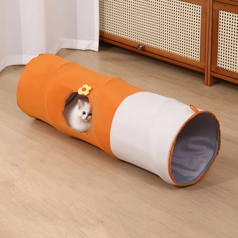 Multi-hole Cat Tunnel Toy Tumbling Dragon Cartoon Straight Tube Foldable Cat and Dog Self-entertainment Channel Easy To Store Oasis Select