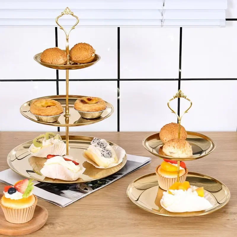 Three-layer Stainless Steel Cake Tray, Cake, Snack Plate, Birthday, Wedding Party Dessert Stand, Table Dessert Display Stan Oasis Select