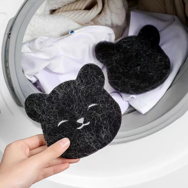 2 /4 Sets Of Household Pet Hair Remover, Machine Washed Bear Sticky Sponge, Reusable, Suitable For Washing Machine, Dryer, Black Oasis Select