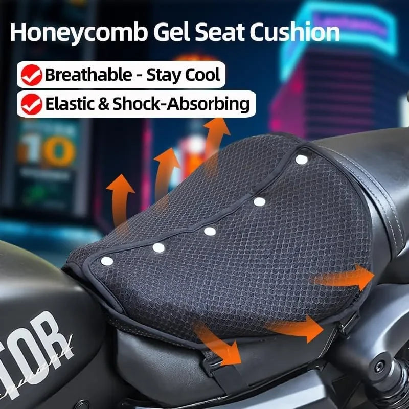 3D-Honeycomb Motorcycle Gel Seat Cushion Structure Shock Absorption Breathable Motorcycle Gel Seat Pad for Long Rides Oasis Select