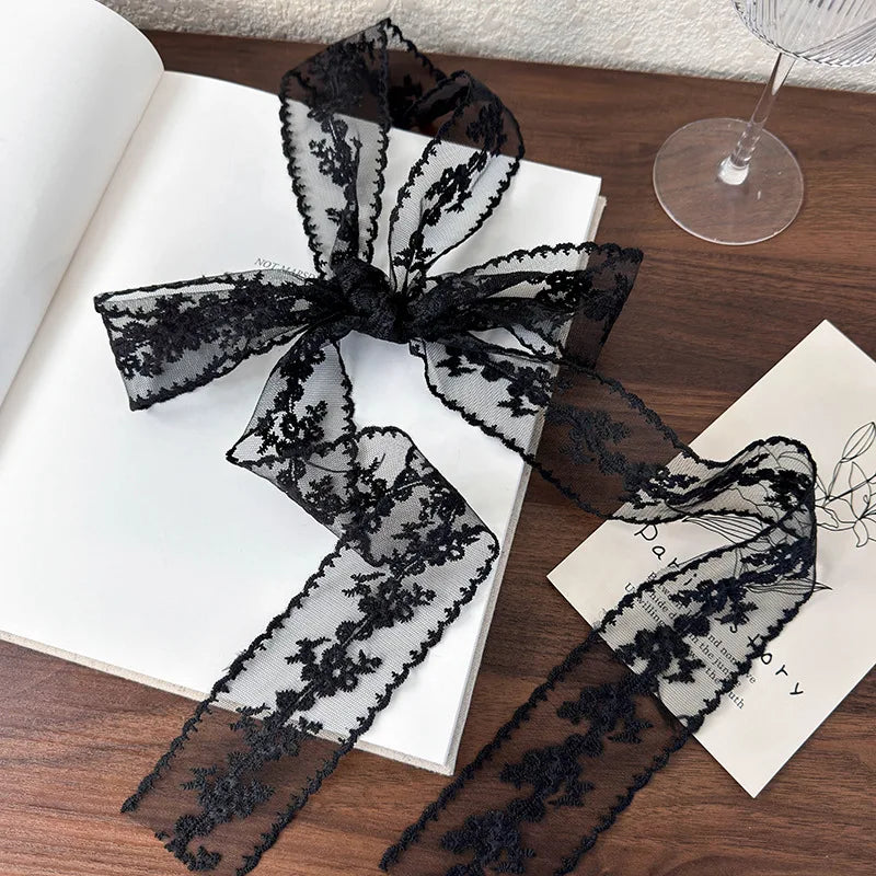 Korean Version of Ins Retro Lace Long Silk Scarf Female Personality with Decorative Streamers Multi-functional Belt Ribbon Oasis Select 26005B 2m