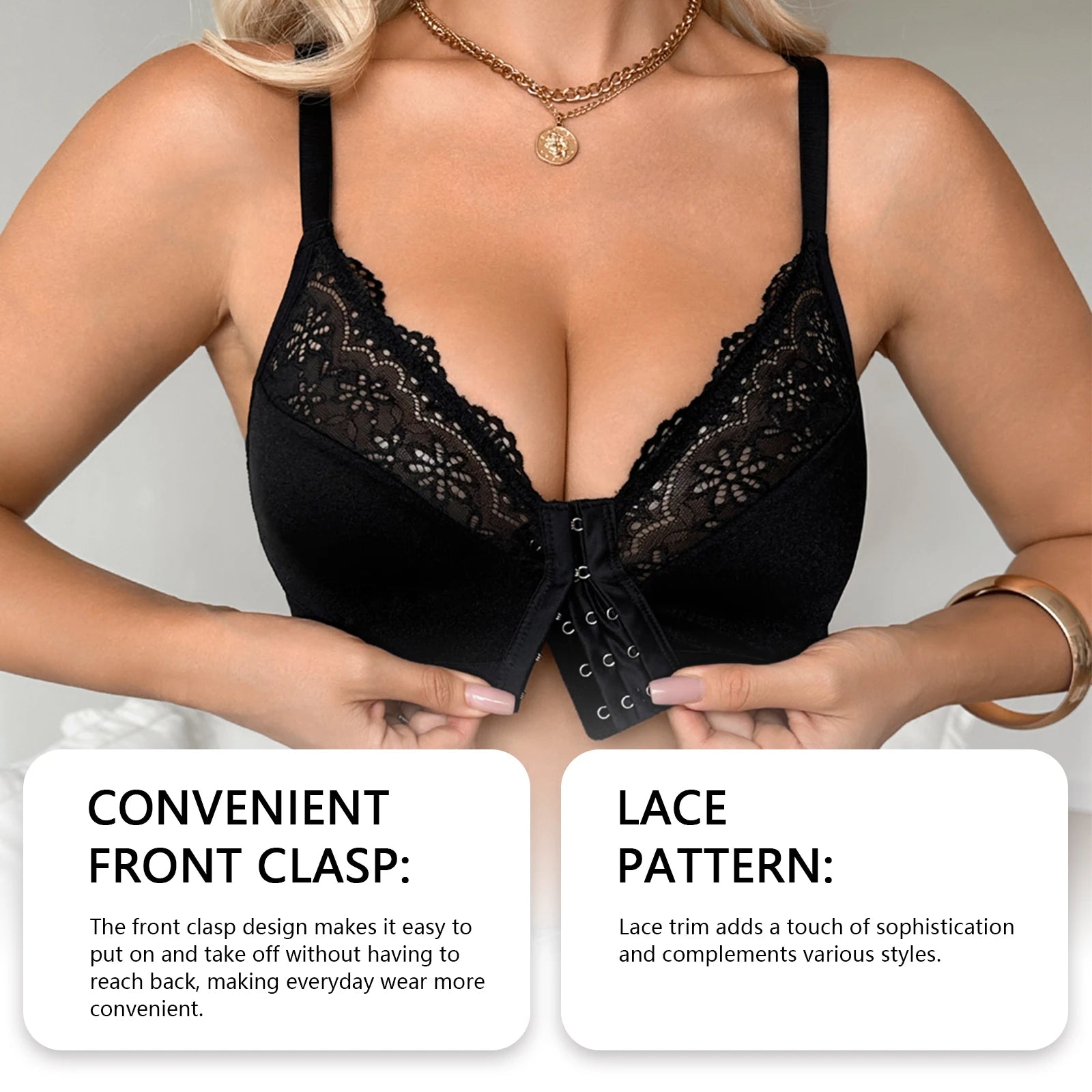 Lace Front Clasp Wire-Free Push-Up Bra | Everyday Comfort Lace Push-Up Bra Oasis Select