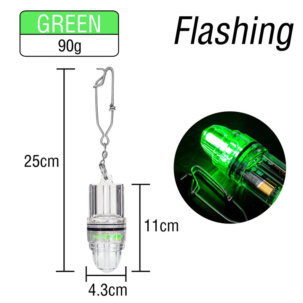 Dual-Mode LED Fishing Light For Deep Sea Waterproof Underwater Luminous Fish Lure Lamp Steady/Flash Underwater Lure Light Oasis Select Flashing-Green