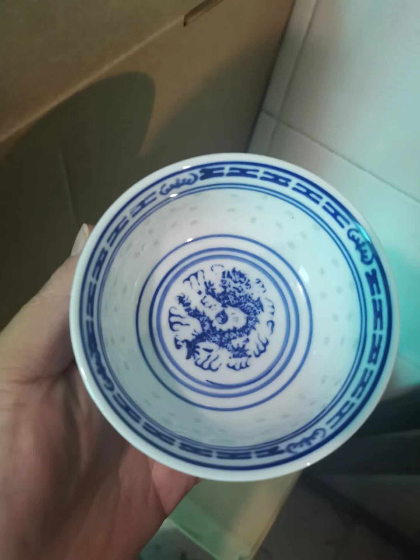 Old-fashioned Ceramic Blue And White Noodles Bowl Blue And White Porcelain Bowl Rice Bowl Oasis Select dragon 8-inch