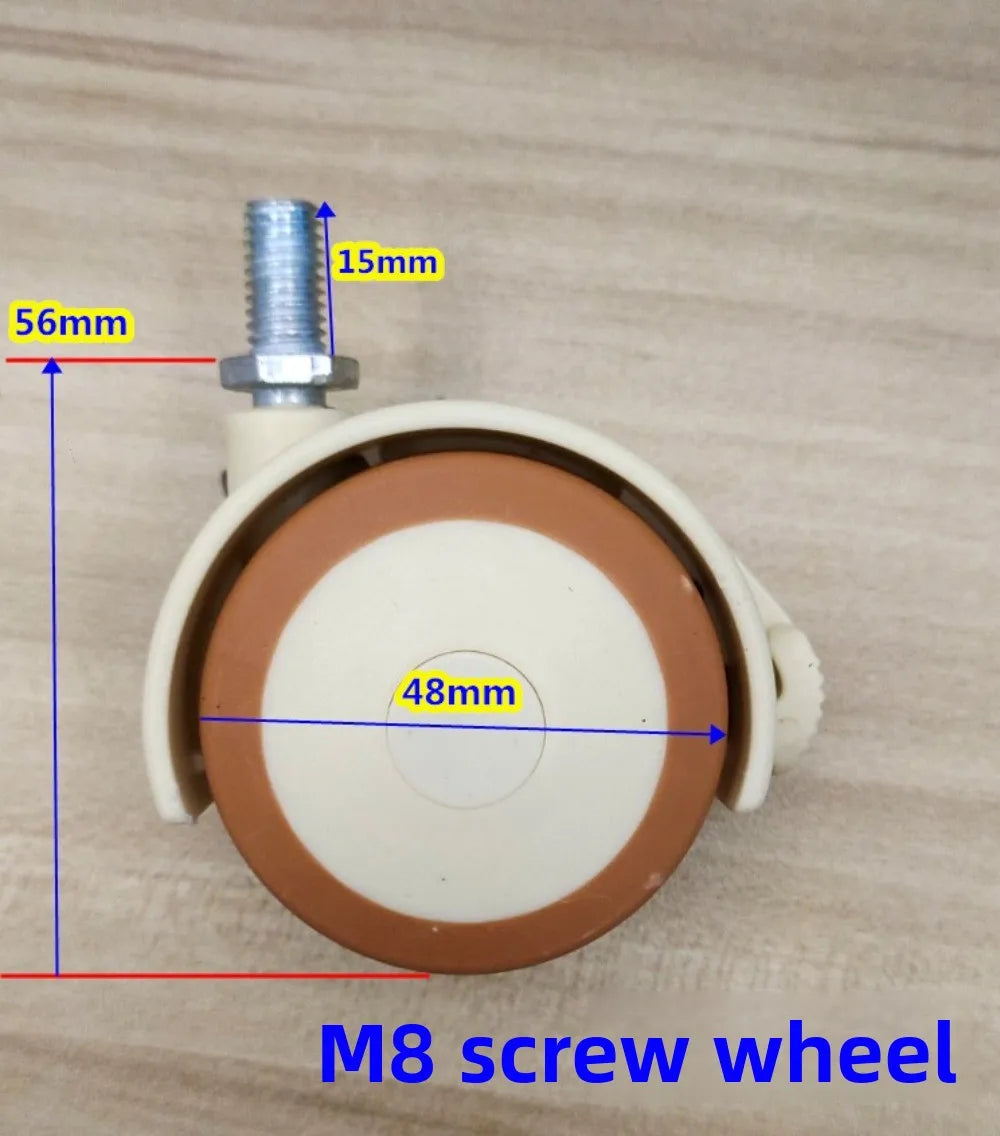 4Pcs RubberThreaded Caster, M6/M8 Swivel Stem for Replacement, Twin Caster Wheels with Locking Brake Oasis Select