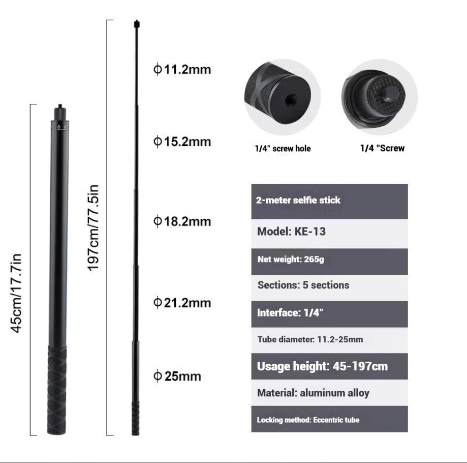1.2m Invisible Selfie Stick Bullet Time Tripod for Insta360 & DJI