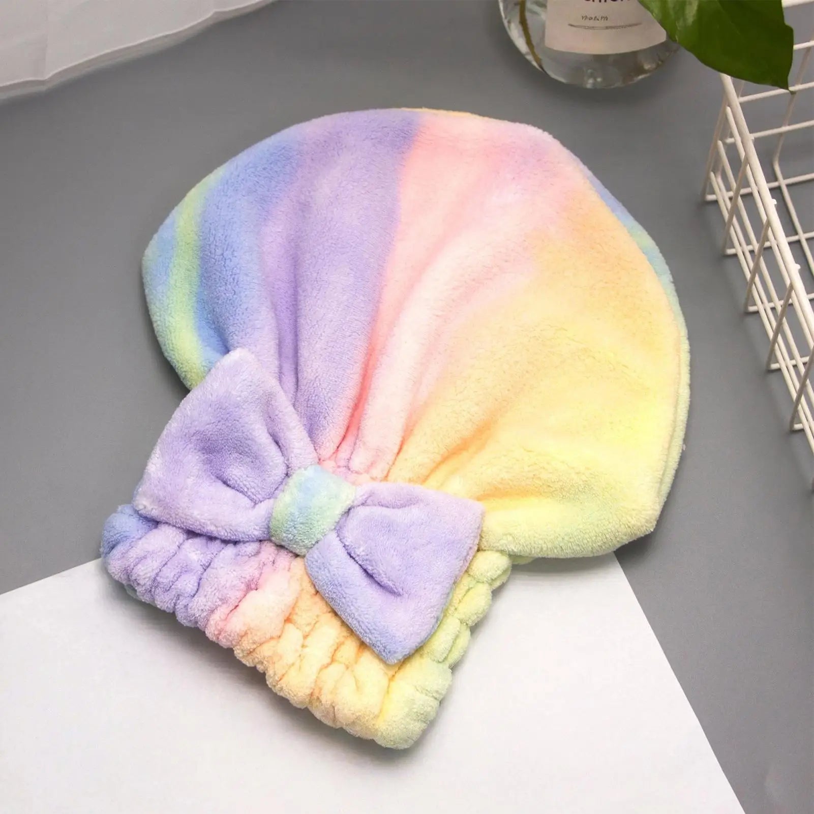 Microfiber Hair Drying Towels Head Wrap with Bow-Knot Shower Cap Hair Turban HairWrap Bath Cap for Curly Long Wet Hair Gift Oasis Select