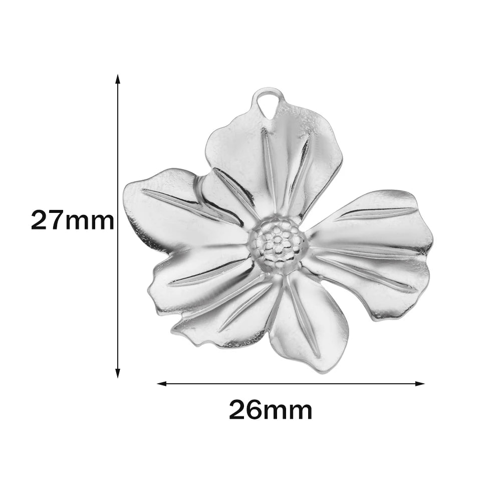 5pcs Gold Stainless Steel Flower Charms Metal Pearl Pendant for DIY Necklace Bracelet Jewelry Making and Crafting Wholesale Bulk Oasis Select Steel 26x27mm