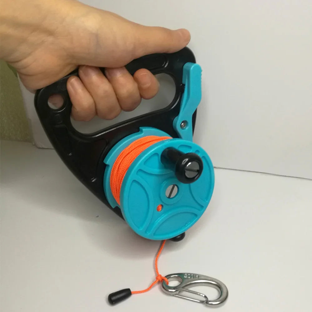 150ft Line SMB Dive Wreck Cave Diving Reel with Handle Thumb Stopper Clip Hook for Underwater Scuba Diving Diver Snorkeling Oasis Select