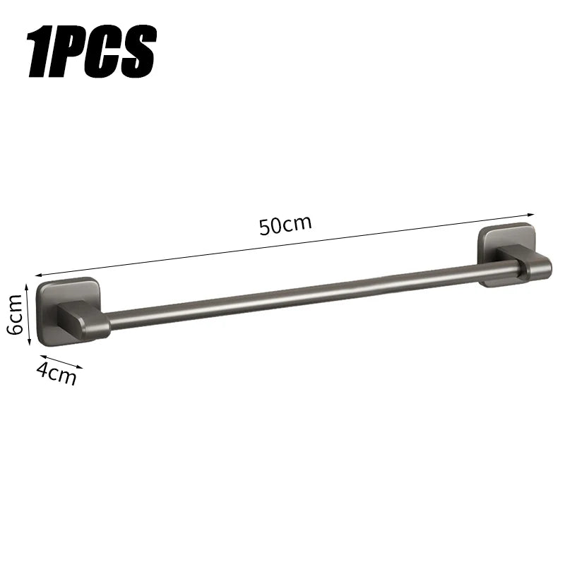 Bathroom Towel Rack Stainless Steel Towel Rack Slipper Rack Hole-Free Towel Bar Bathroom Shelf Organizer Kitchen Storage Racks Oasis Select Grey 50cm 1PC