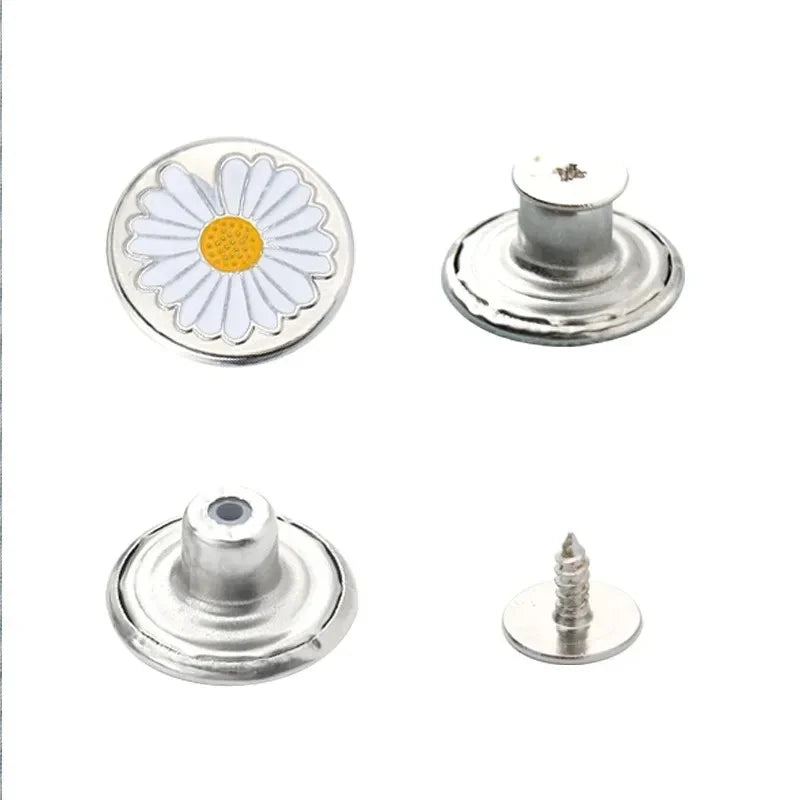 10/20Pcs Metal Jeans Buttons 17mm Replacement Screw Button Repair Kit Nailless Removable Jean Buckles Clothing Pants Pins Oasis Select