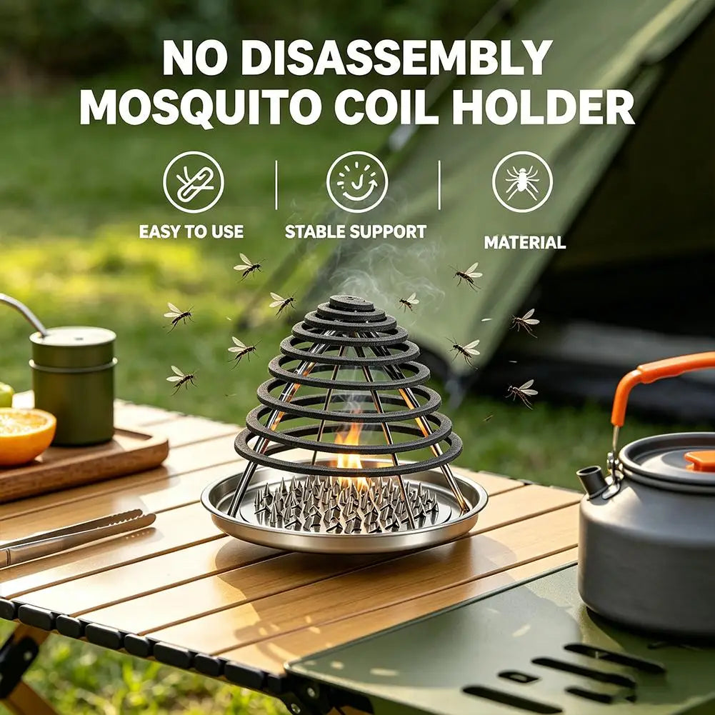 Stainless Steel Mosquito Coil Holder with Ash Tray & Cover