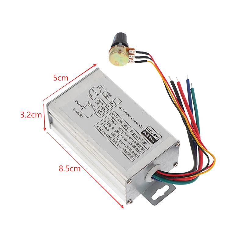 Stepless DC Motor Speed Controller DC 9V-60V 12V 24V 60V 20A Motor Pulse Width Modulator Regulator PWM Speed Regulator Oasis Select