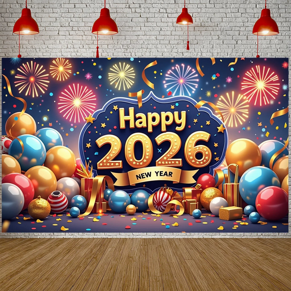 Happy New Year 2026 Party Decoration Backdrop New Year Champagne Clock Christmas Banner New Year Party Supplies Photo Background Oasis Select