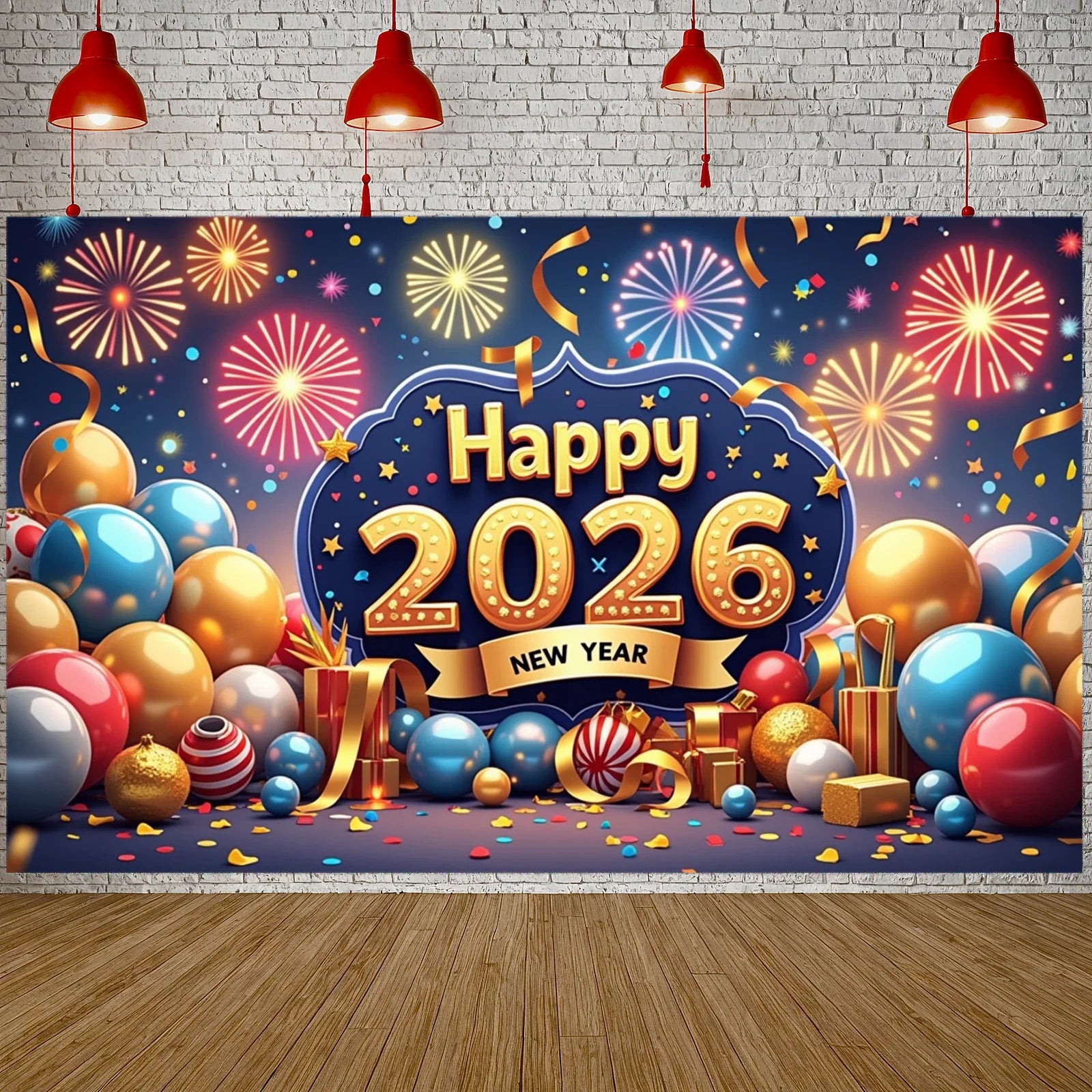Happy New Year 2026 Party Decoration Backdrop New Year Champagne Clock Christmas Banner New Year Party Supplies Photo Background Oasis Select