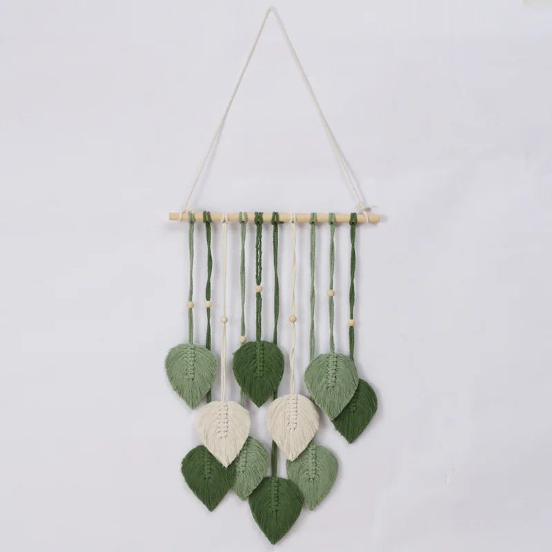 1 Piece Macrame Leaf Garland Jungle Nursery Decor Green Theme Classroom Room Decoration Mothers Day Gift Boho Style Oasis Select green