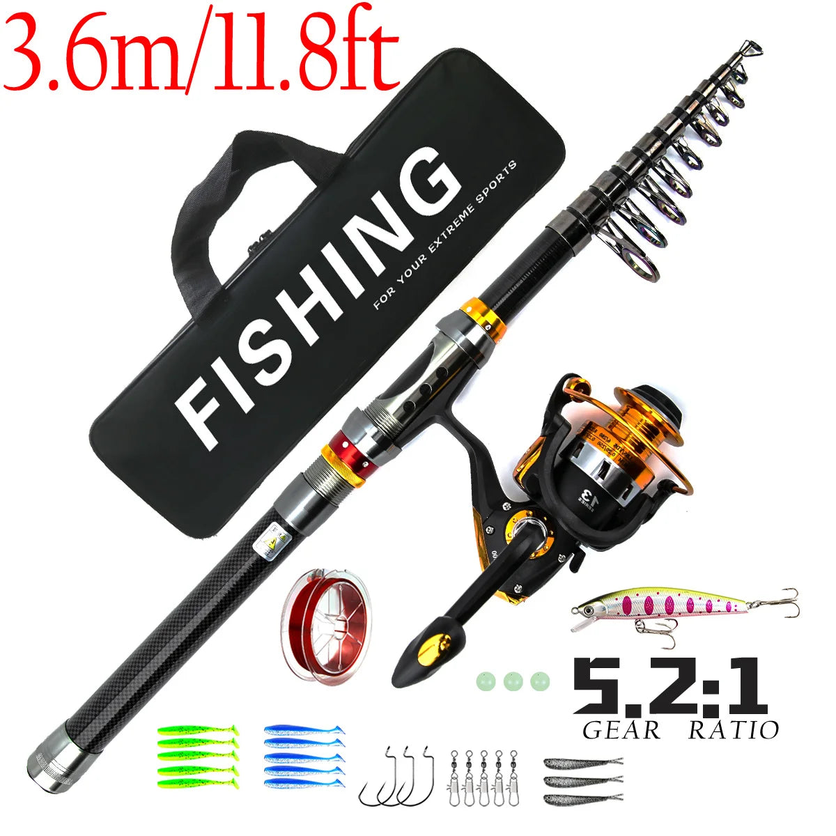 Carbon Road Ya Rod Set Universal Straight Handle Spinning Wheel Fishing Rod Full Range Ya Rod Oasis Select 3.6mSuit
