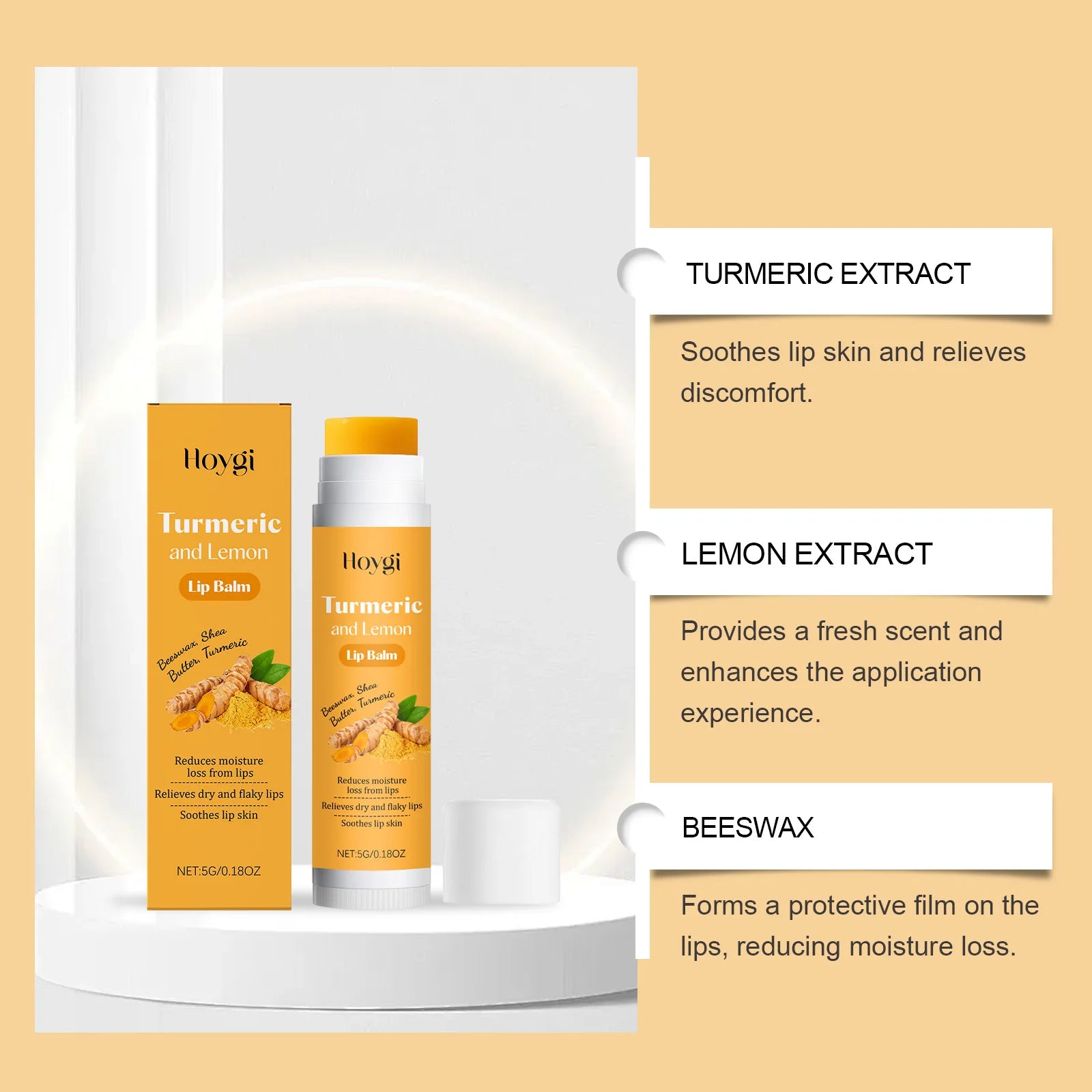 Hoygi 3-in-1 Turmeric Lip Balm, Scrub & Plumping Serum Set Lip Care Set Oasis Select