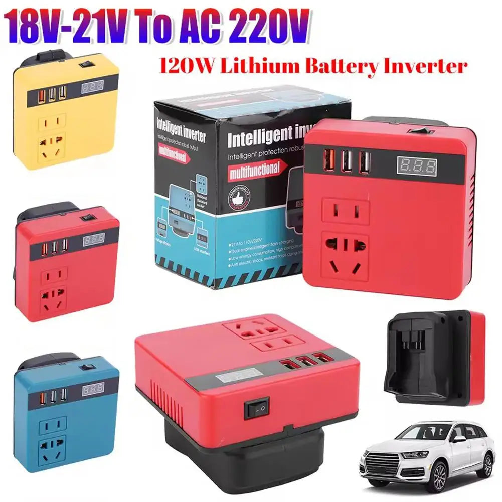 120W Battery Inverter for Makita & DeWalt DC to AC 220V