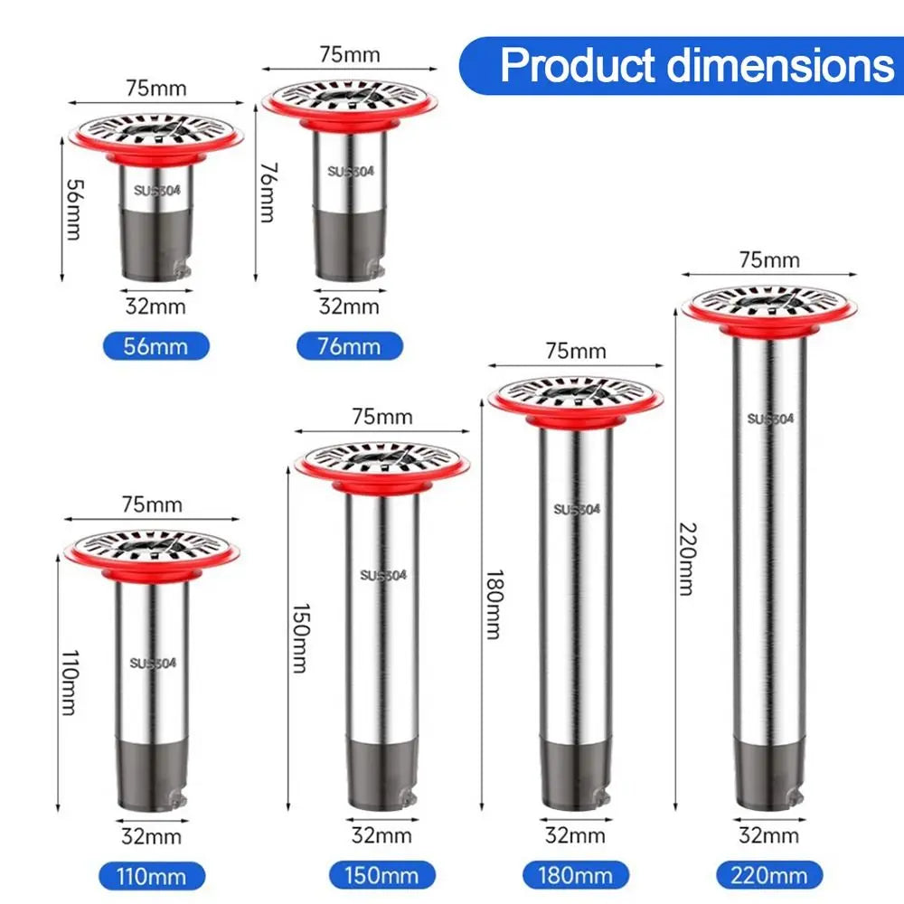 Stainless Steel Floor Drain Core Anti Odor Easy Install Removable Seal Stopper Odor Control Insect Proof Sewer Strainer Plug Oasis Select