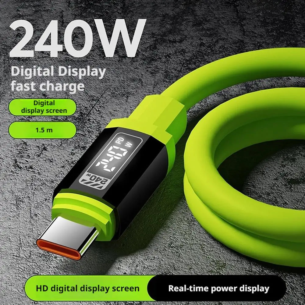 Universal Type-C to Type-C,USB A to Type-CHigh Power Charger Cord 240W with Power Screen for Xiaomi Huawei OPPO VIVO IPhone 15 1 Oasis Select