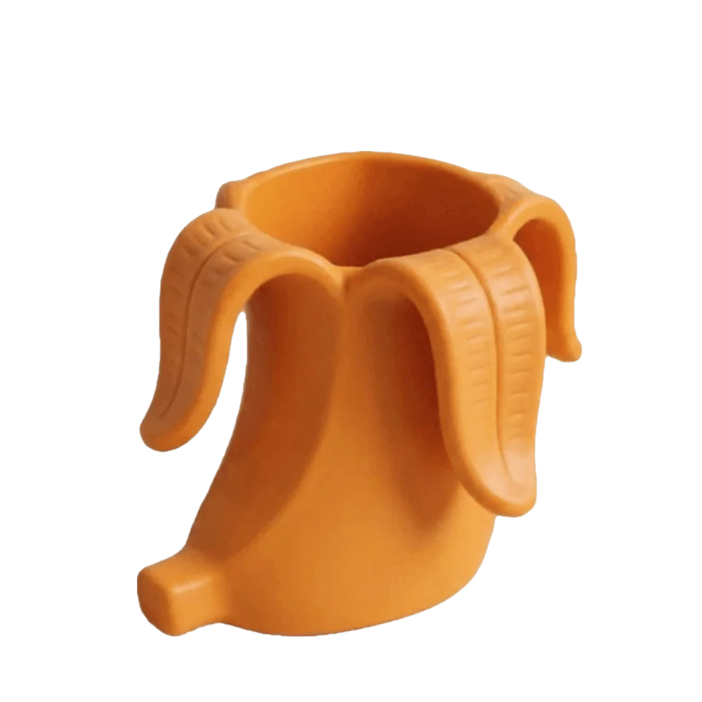 Plastic Banana-Shaped Pencil Holder Curved Arc Design Creative Desktop Organizer Artistic Decoration Funny 3D-printed Pen Holder Oasis Select Orange