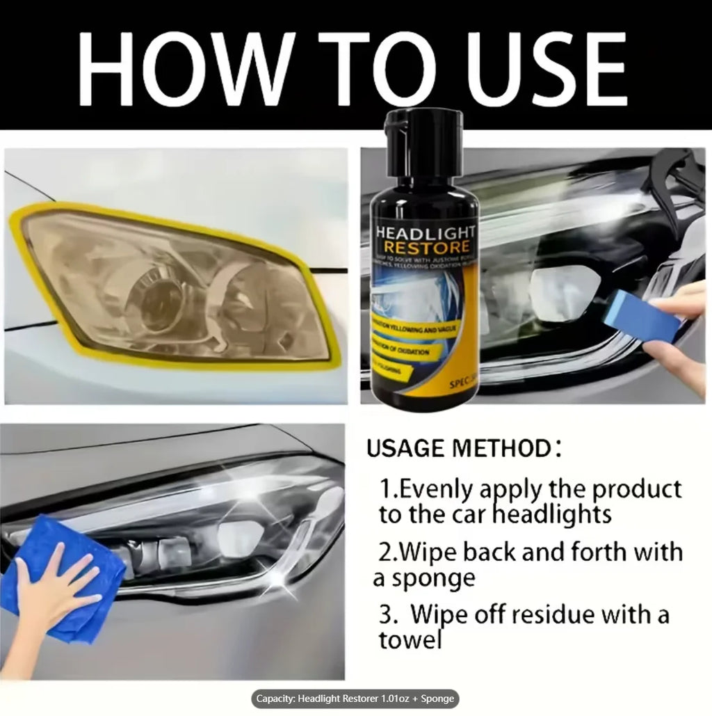 Headlight Restoration Paste: anti-oxidation, brightening, polishing for headlight scratches, vehicle light maintenance. Oasis Select