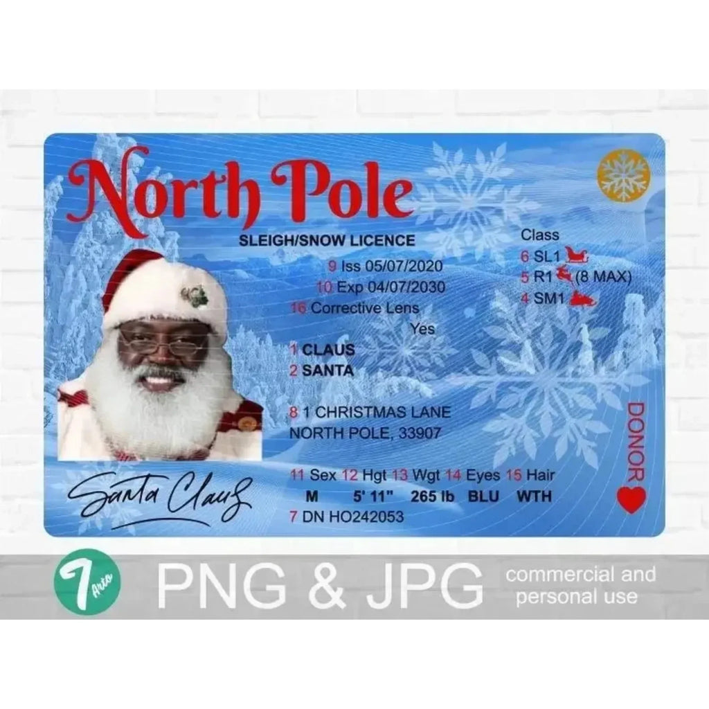 Card Santa Claus Flying Licence Christmas Eve Driving Licence Christmas Gift For Children Kids Chris Lost ID Card Santa License Oasis Select D