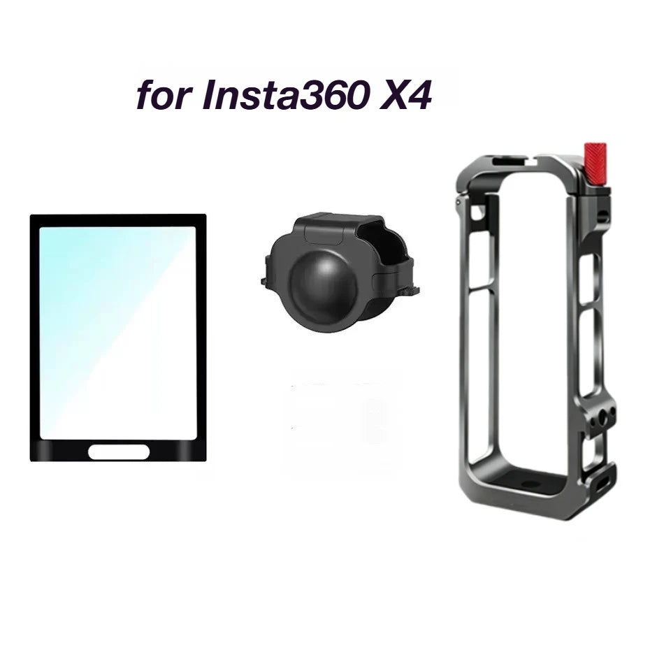 Aluminum Cage & Lens Cover for Insta360 X4 / X5 Camera