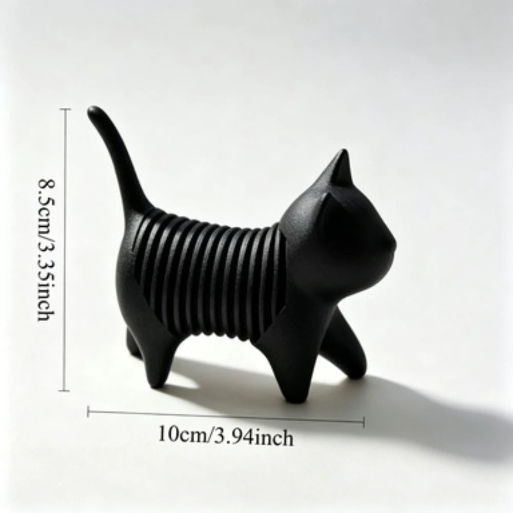 3D Printed Spring Cat Figurine Flexible Wobble Kitty Statue Cute Fidget Cat Desktop Decor Novelty Stress Relief Collectible Gift Oasis Select stand 1
