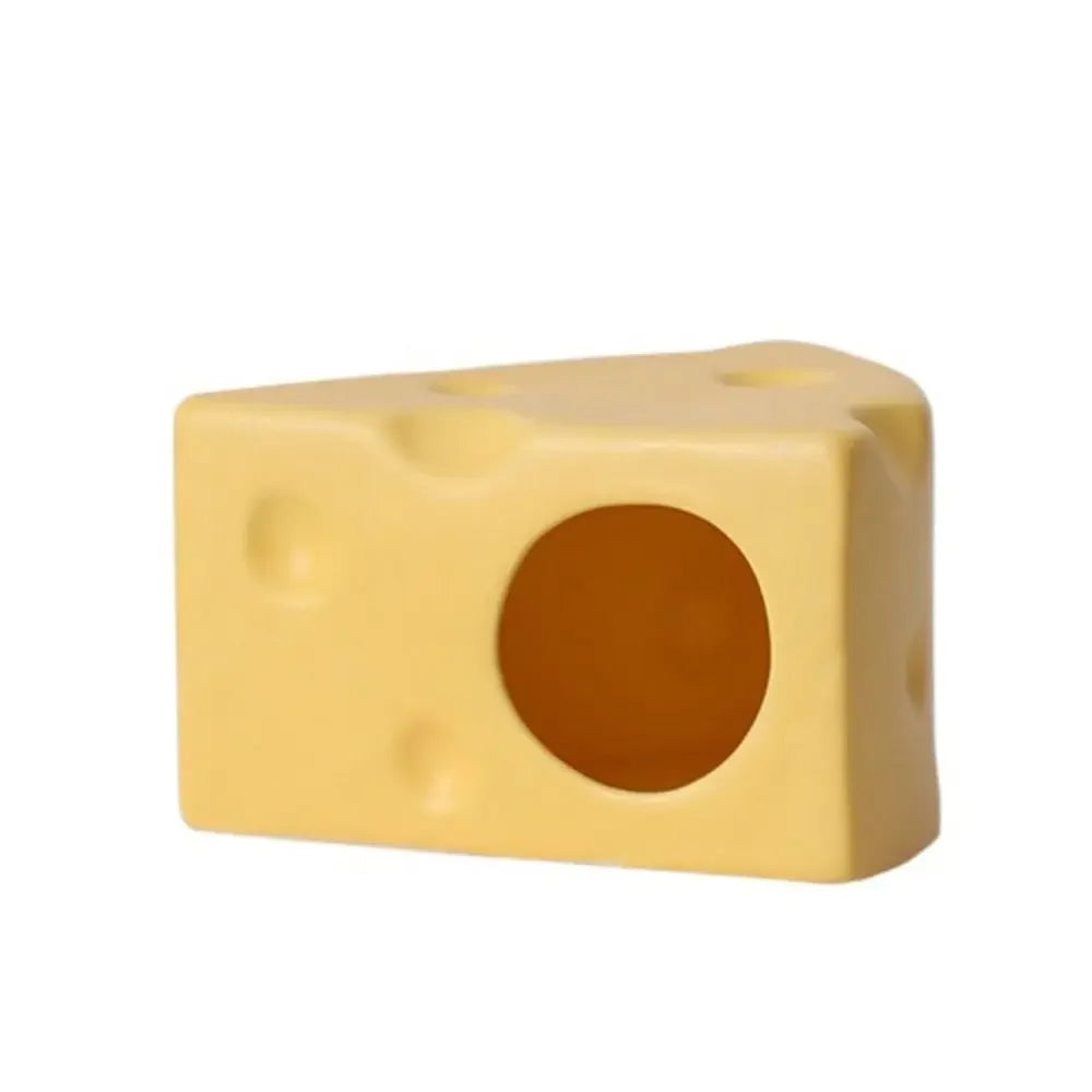 Durable Creative Hamster Hideout Cheese Shape Decorative Feeding Dish Cute Ceramics Hut Ceramics Hamster House Drinker Oasis Select Yellow-Small Cheese