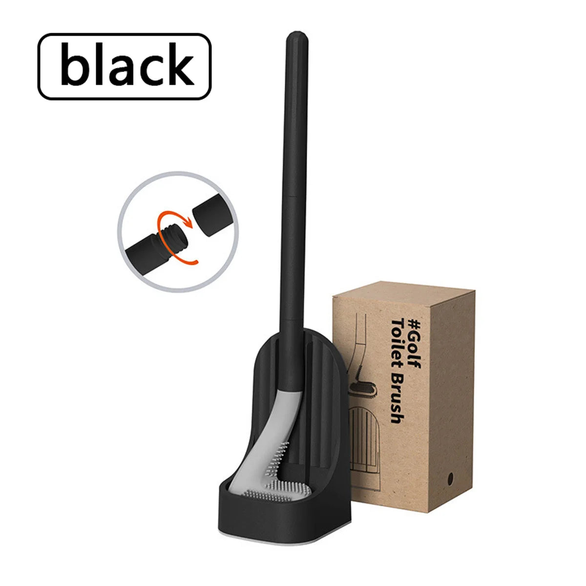 Toilet Brush with Base, Wall-Mounted Quick-Drain Cleaning Tool for Bathroom, All-Round Cleaning Brush, Soft Rubber Brush Head, Does Not Damage the Glaze, Toilet Cleaning Brush Bathroom Accessory Set Oasis Select Black