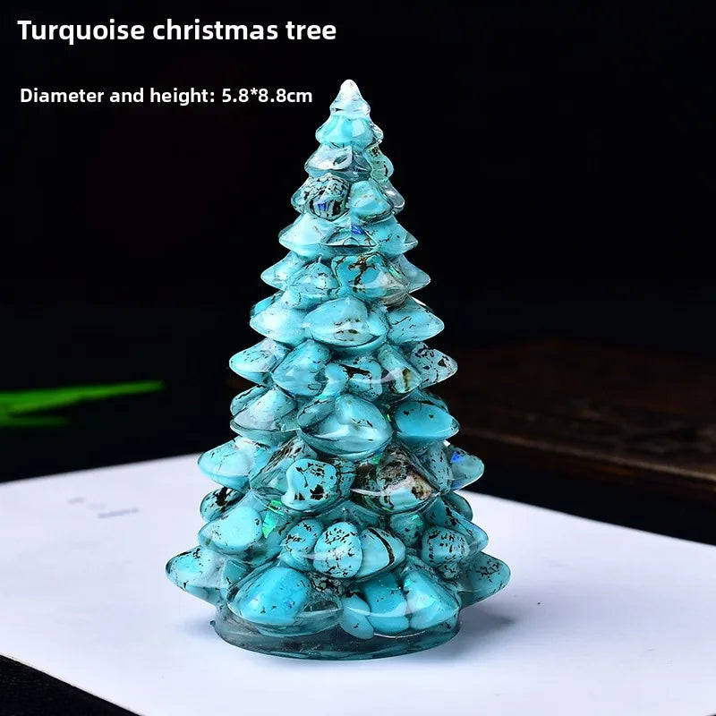 New Natural Crystal Crushed Stone Christmas Tree Resin Decorative Item for Home Desktop Decoration Christmas Display Oasis Select N 5.8cm x 8.8cm