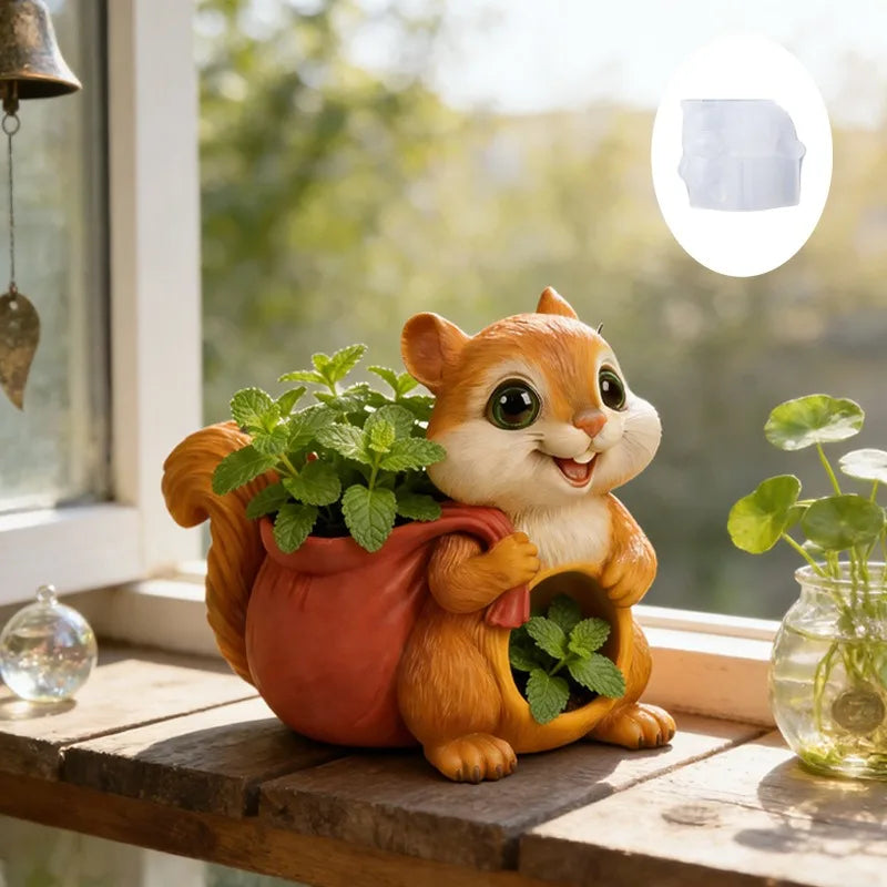 Squirrel Flower Pot Silicone Mold DIY Squirrel Candle Holder Mold Plaster Candle Jar Molds Concrete Vase Resin Pen Holder Mould Oasis Select