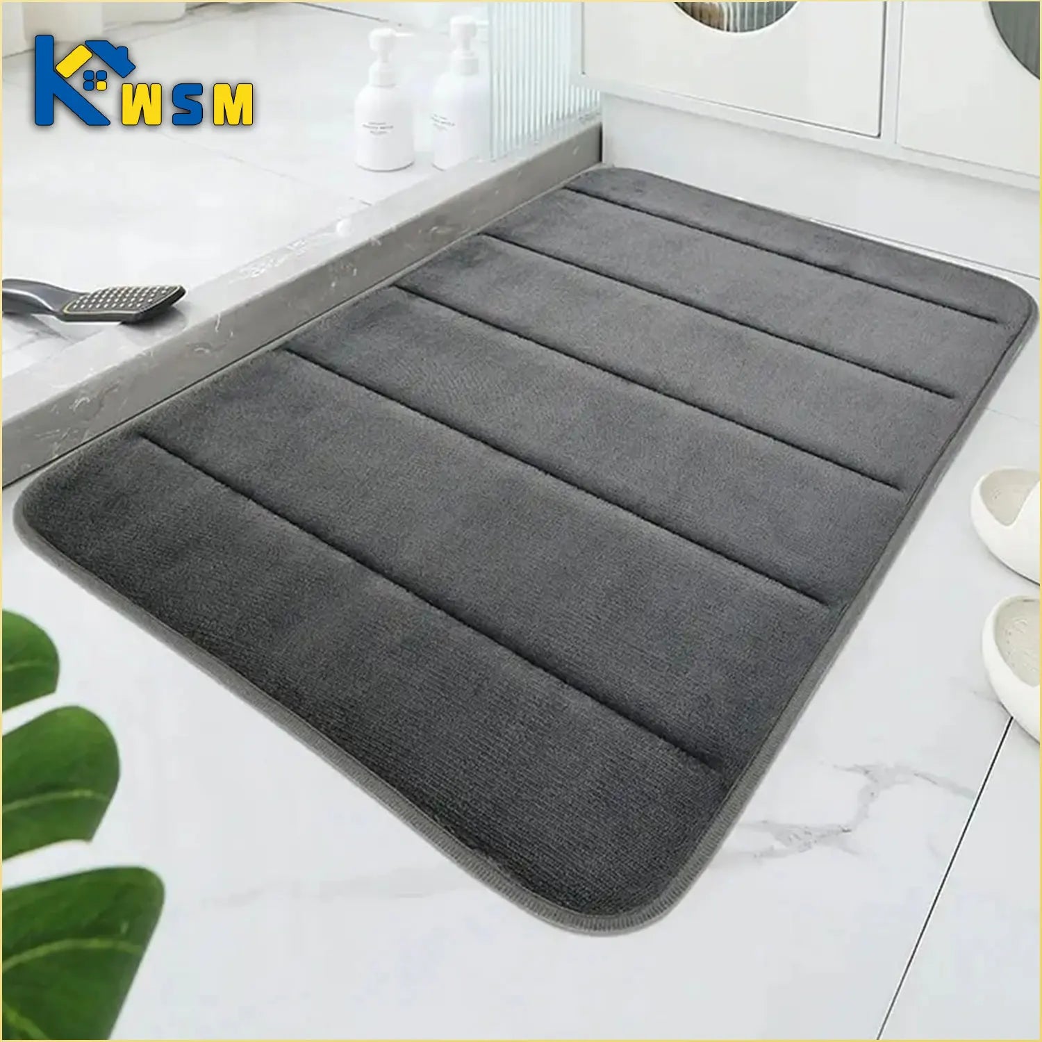 60*40cm Super Absorbent, Super Absorbent, Super Anti Slip Striped Coral Velvet Bathroom Floor Mat, Bathroom Mat, Door Mat Oasis Select