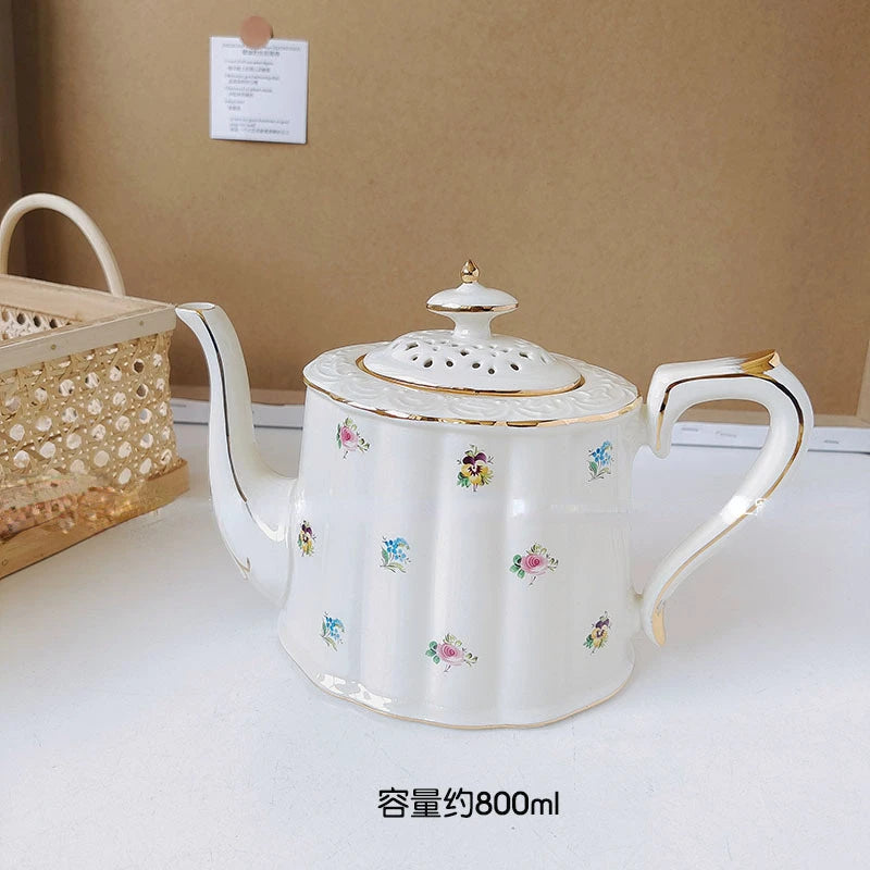 British European French Ceramic Coffee Cup And Dish Set Afternoon Teapot Dessert Teapot Coffee Mug Teacup Pot Kitchen Drinkware Oasis Select Vintage Teapot