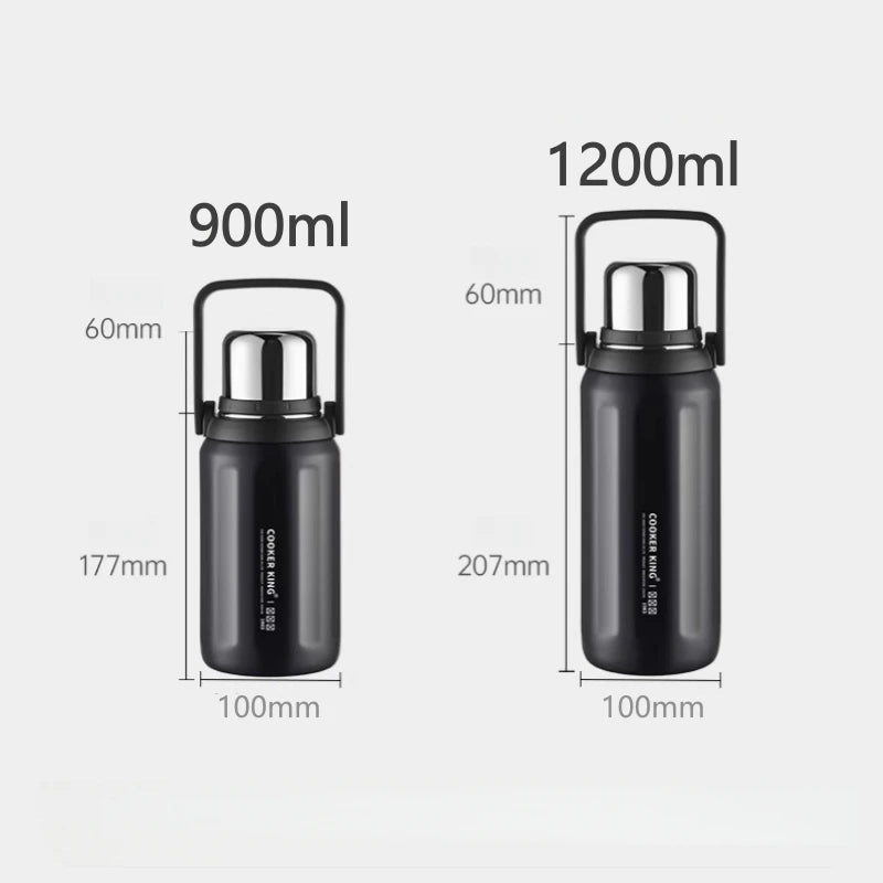 0.9/1.2L Thermal Water Bottle Stainless Steel Thermos Bottle Keep Cold and Hot Water Bottle Thermos for Tea Coffee Vacuum Flasks Oasis Select