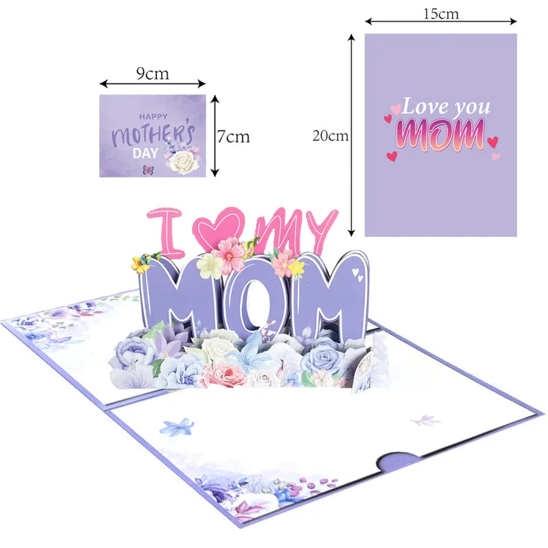 3D Pop-Up Greeting Card with Envelope Mothers Day Gift for Mom Thanksgiving Perfect Floral Heart Design Surprise Keepsake Oasis Select A