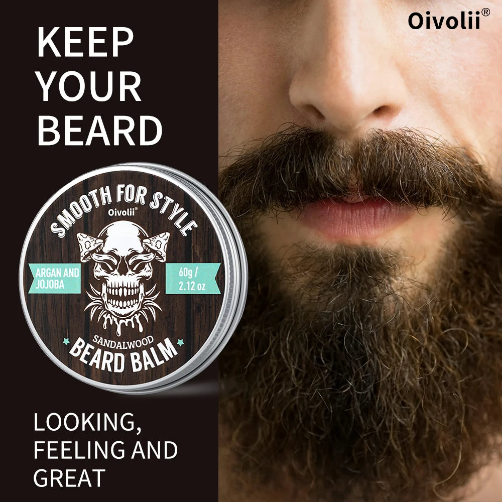 Beard Balm for Men - Beard Growth Argan Oil with Jojoba Oil & Coconut Oil - Moisturizing, Hydrating and Softening Cream Oasis Select
