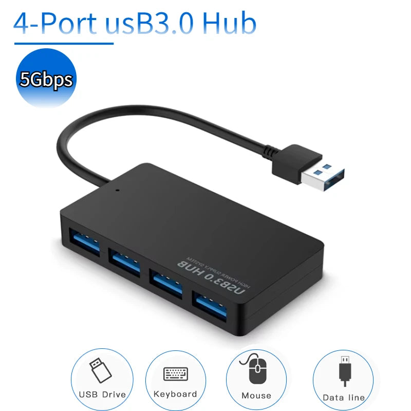 USB 3.0 Hub High Speed 4 Ports HUB Adapter Data Cable Splitter Expander Support Multi Systems Plug and Play Multi USB Adapter Oasis Select
