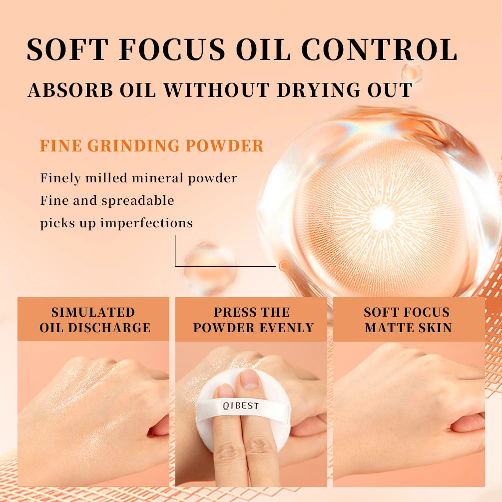 QIBEST Matte Pressed Powder – Oil Control & Full Coverage
