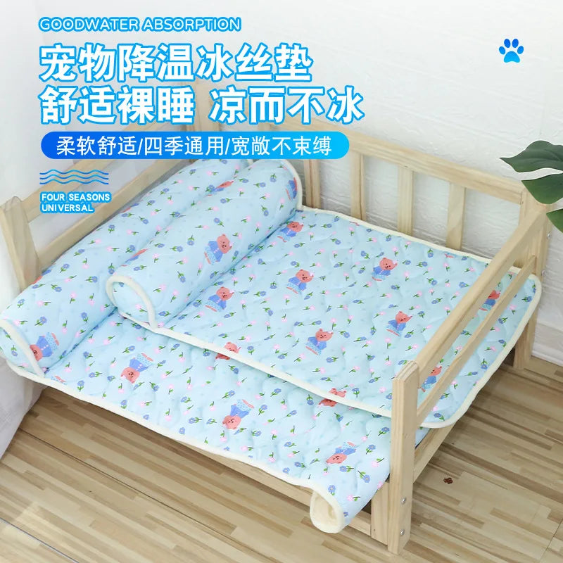 Summer Ice Silk Pillow Cool Pet Pad, Cat Cool Pad Pet Neck Protector, Ice Silk Cooling Cool Pad Suitable for Both Cats and Dogs Oasis Select