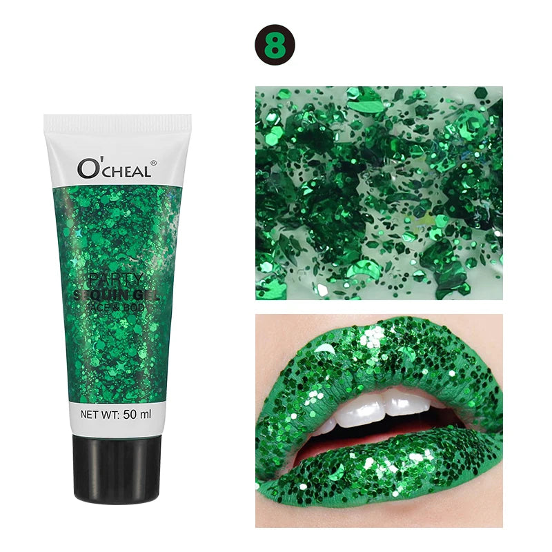 Party Sequin Glitter Gel – Waterproof & Sweat-Proof Body Glitter Body Glitter Gel Oasis Select 8
